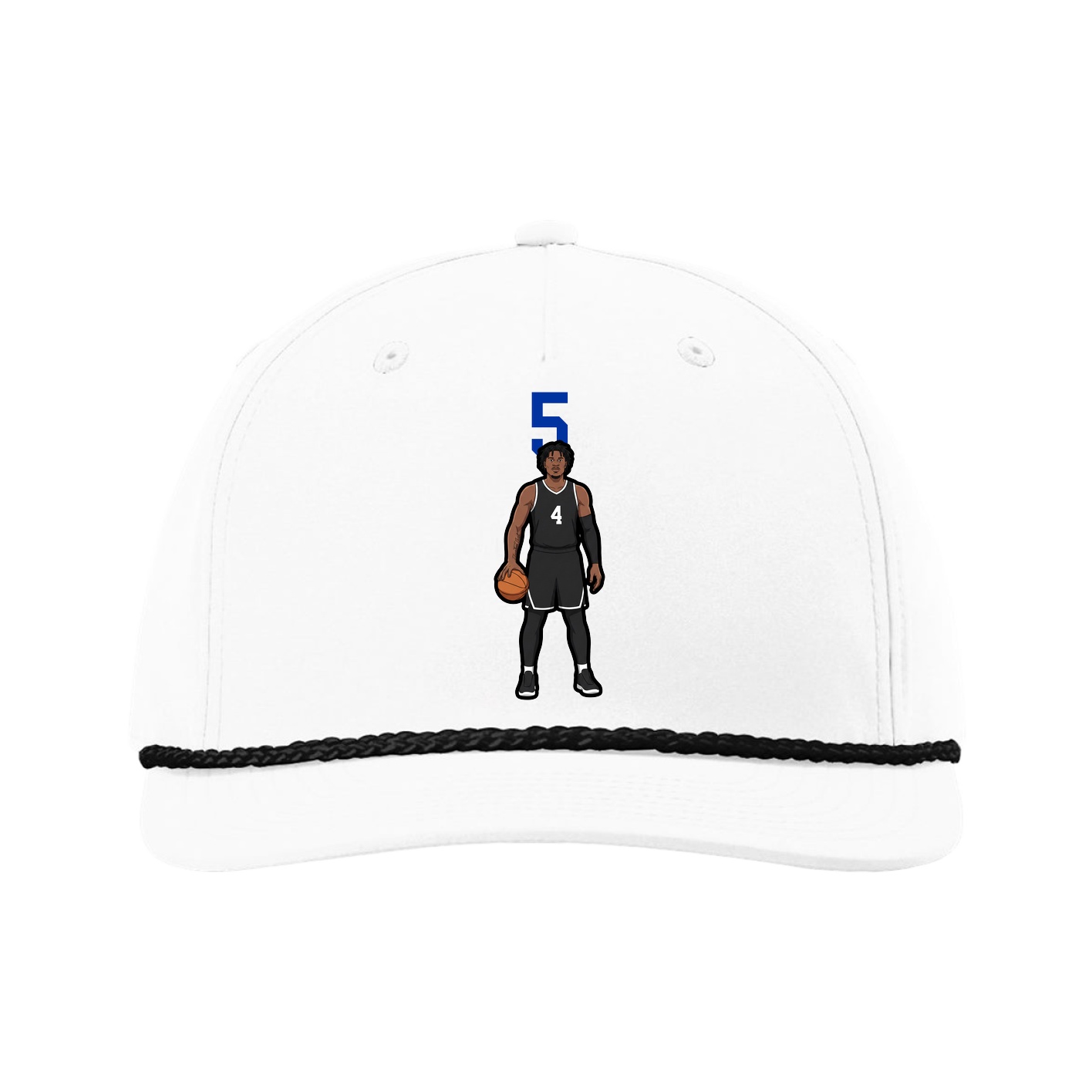 Five-Panel Classic Rope Cap — Number Top in White