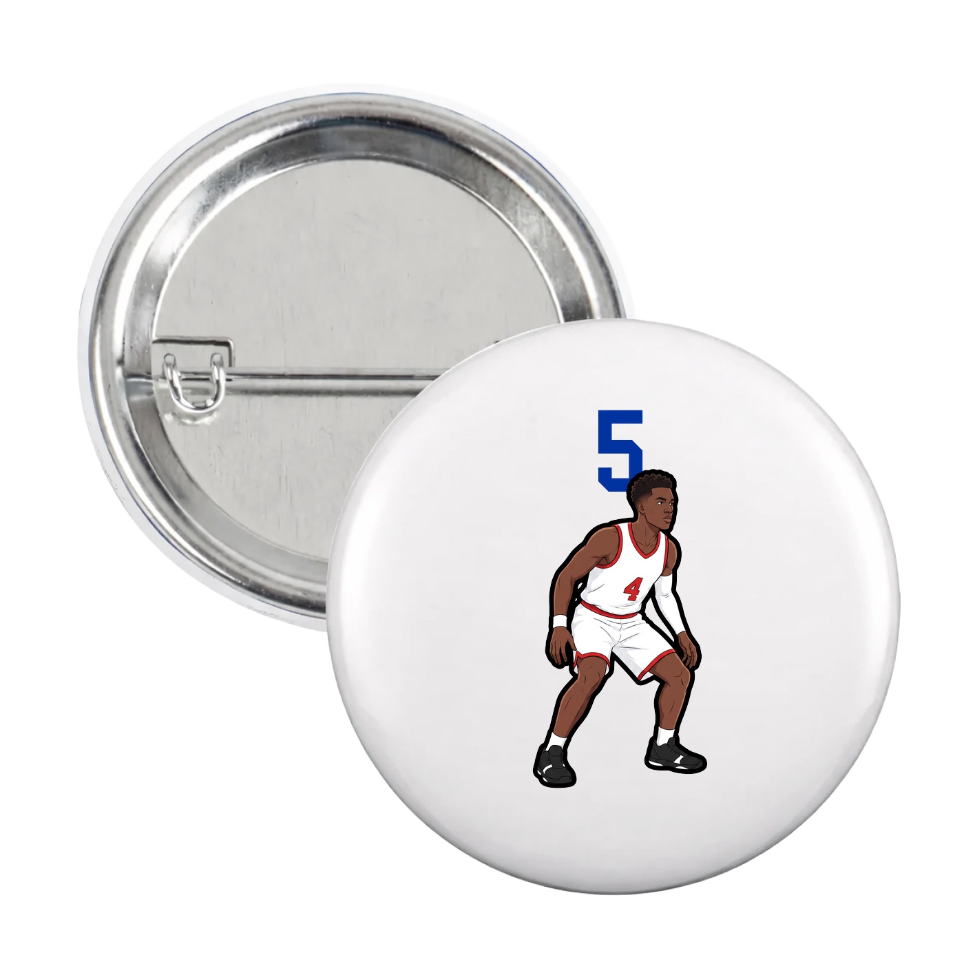 Game Day Button — Number Top in White