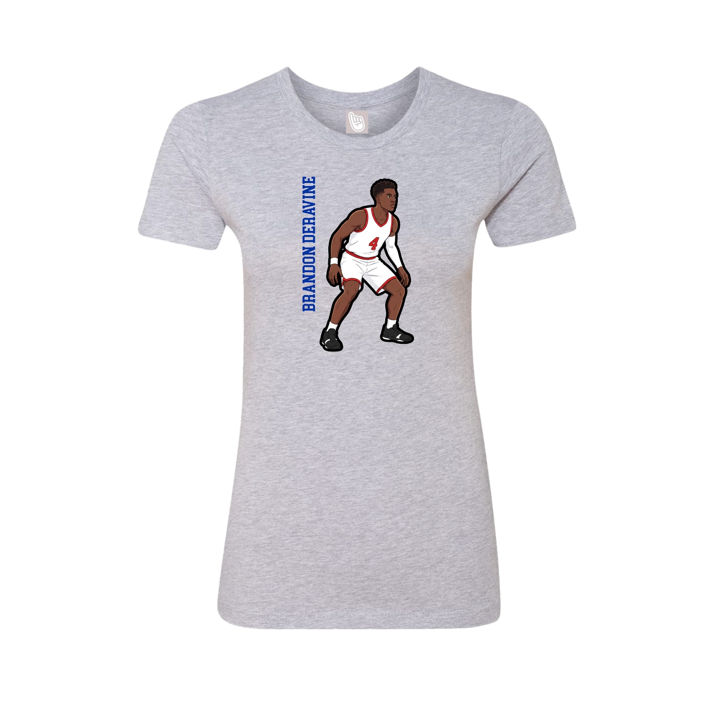 Fitted Women's Tee — Name Vertical in Grey