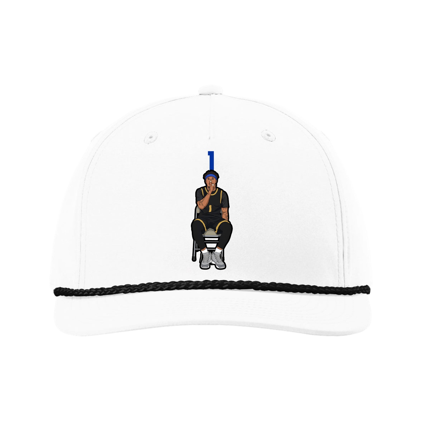 Five-Panel Classic Rope Cap — Number Top in White