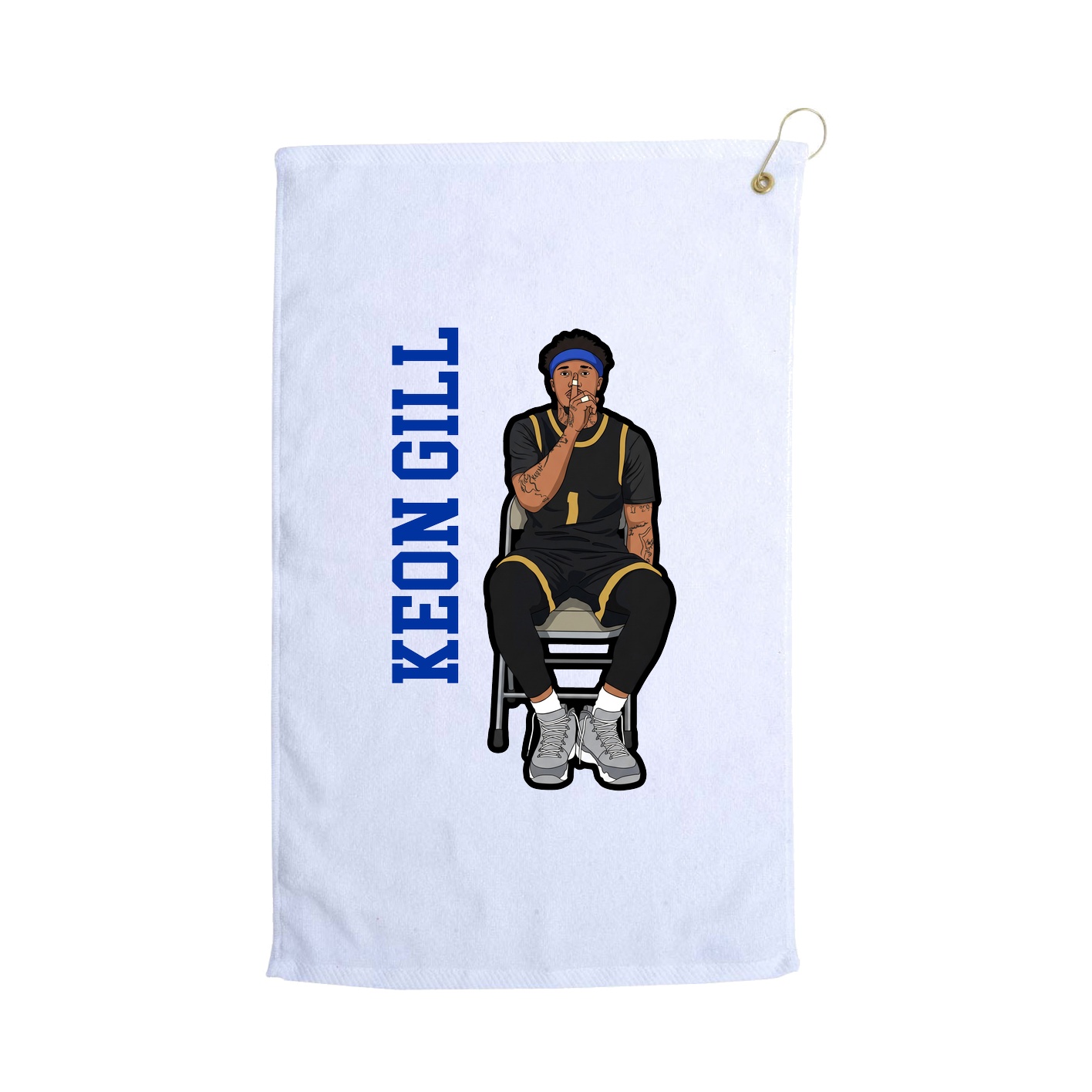 Golf Towel — Name Vertical in White