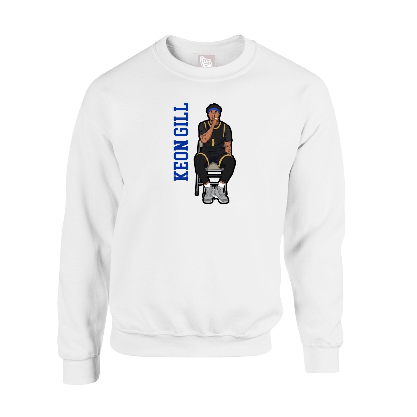 Fleece Crew — Name Vertical in White