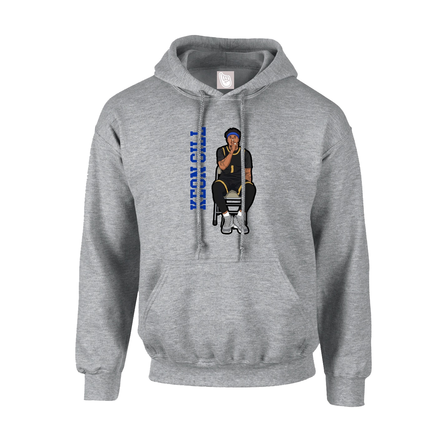 Youth Hoodie — Name Vertical in Grey