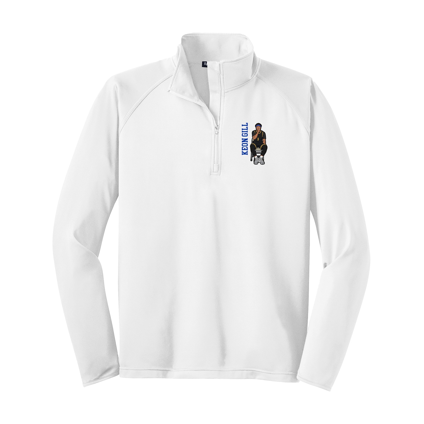 Q-Zip Pullover — Name Vertical in White