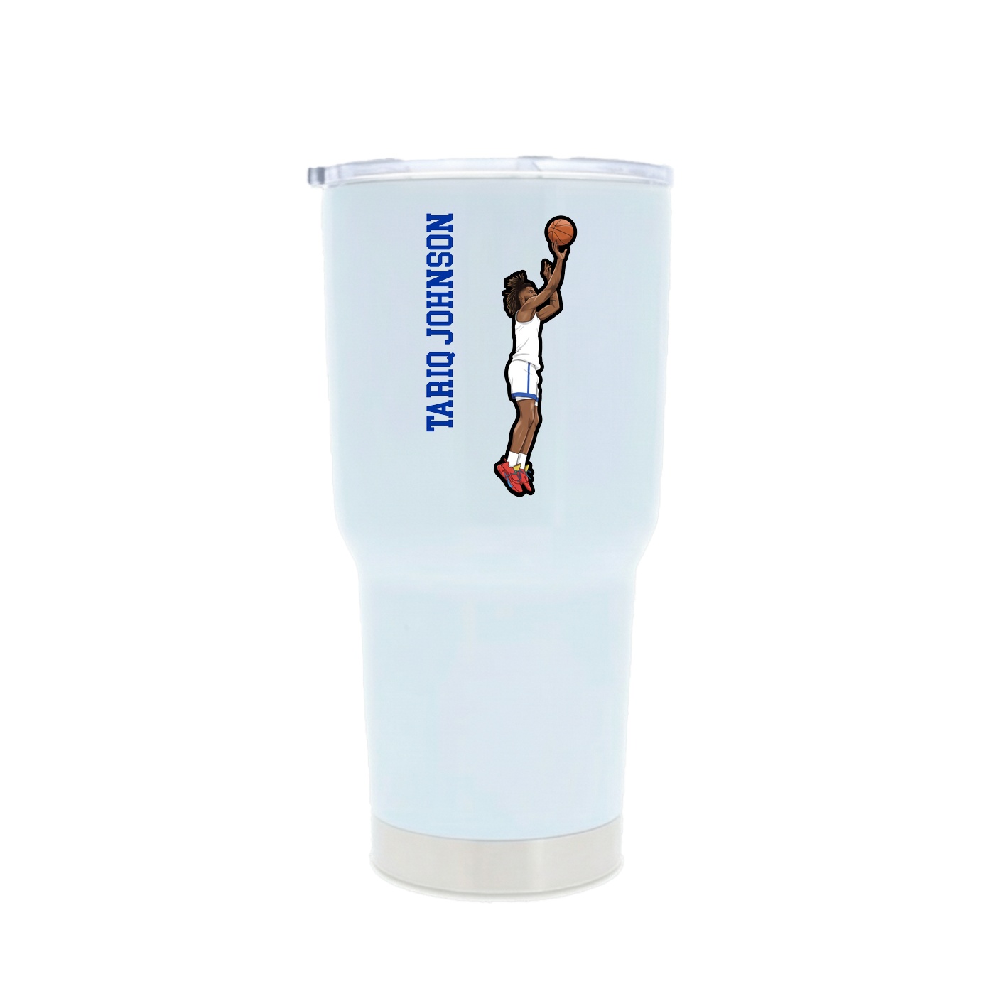 30oz Stainless Steel Tumbler — Name Vertical in White
