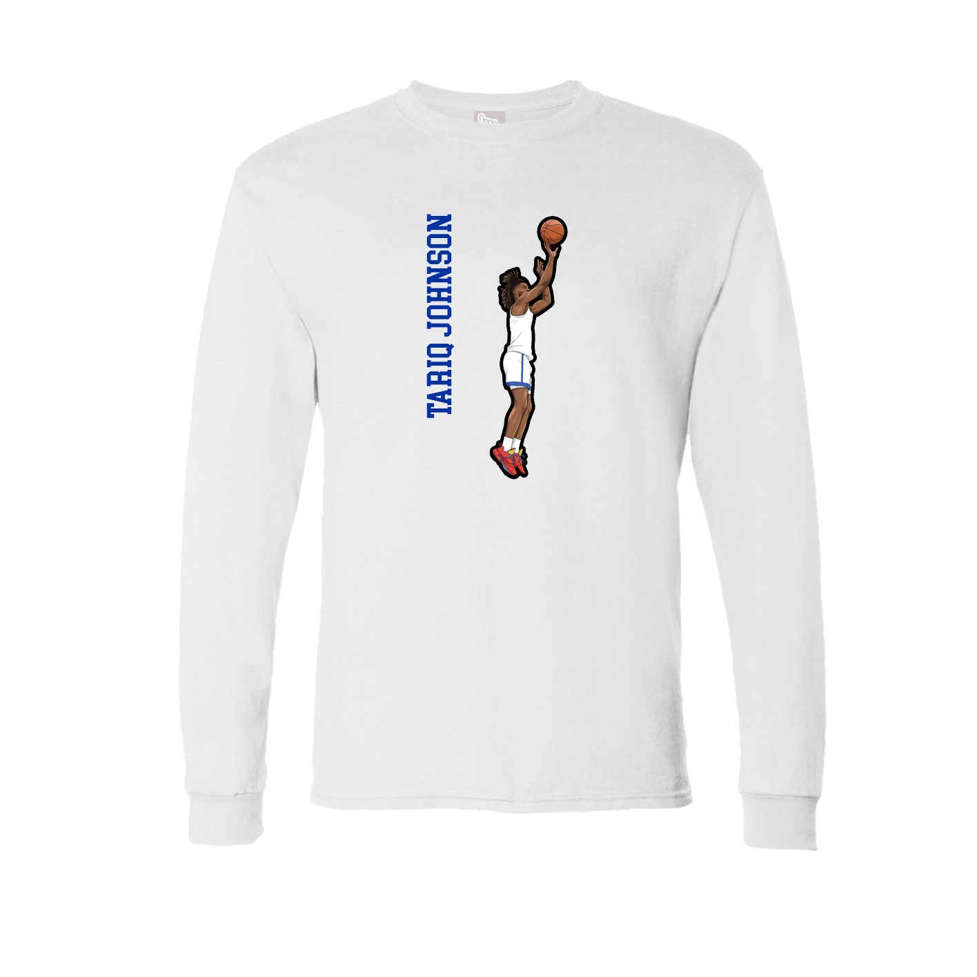 Long Sleeve Tee — Name Vertical in White