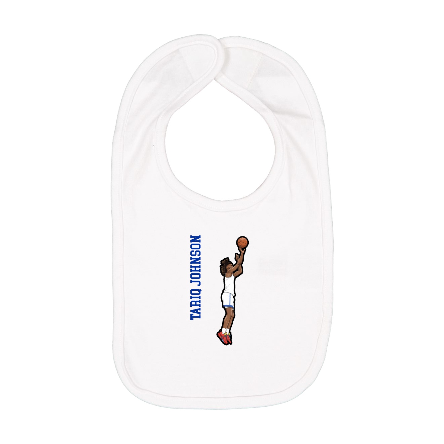 Infant Bib — Name Vertical in White