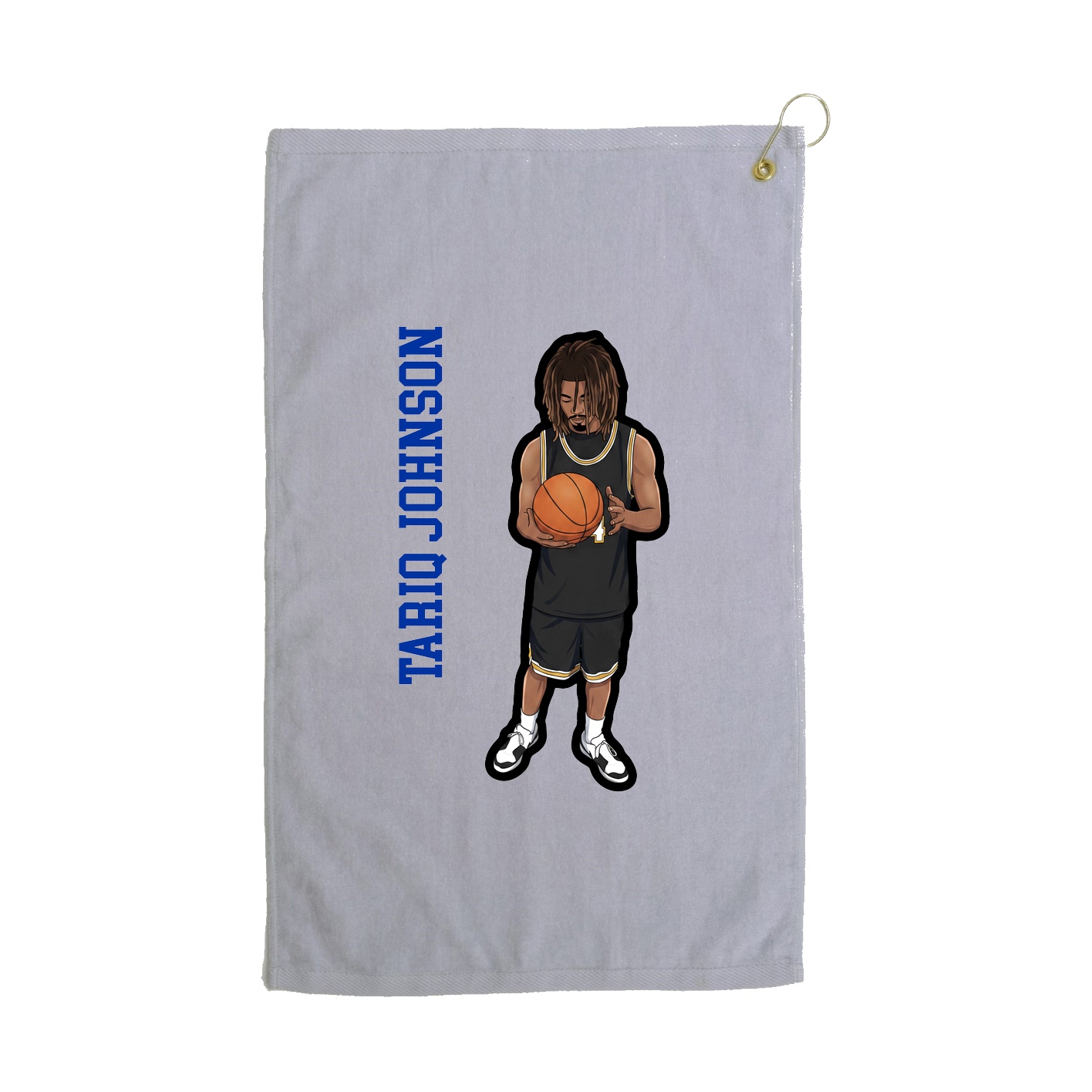Golf Towel — Name Vertical in Grey
