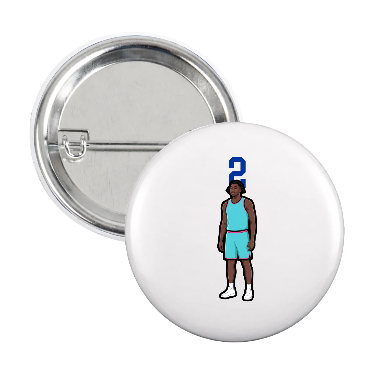 Game Day Button — Number Top in White