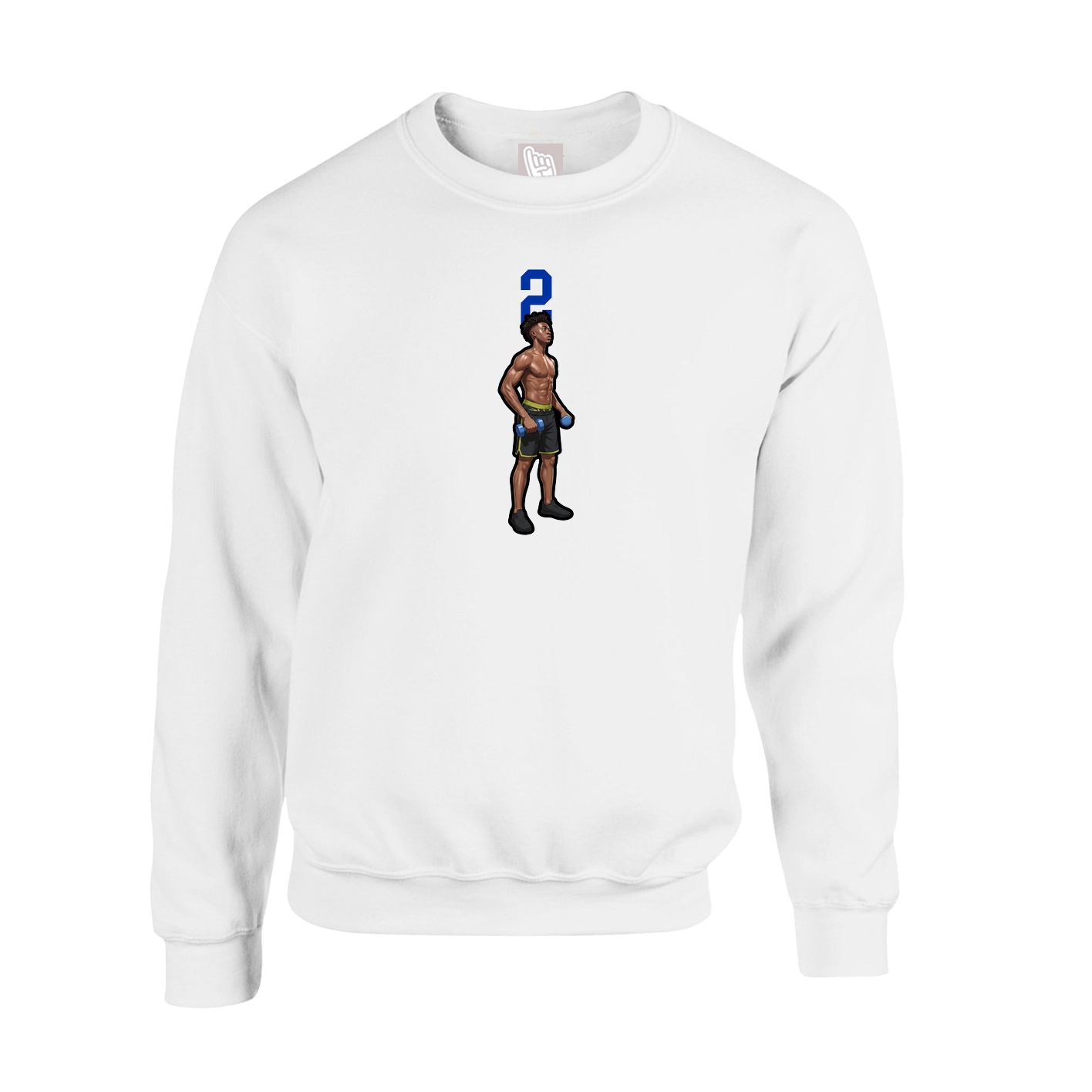 Fleece Crew — Number Top in White