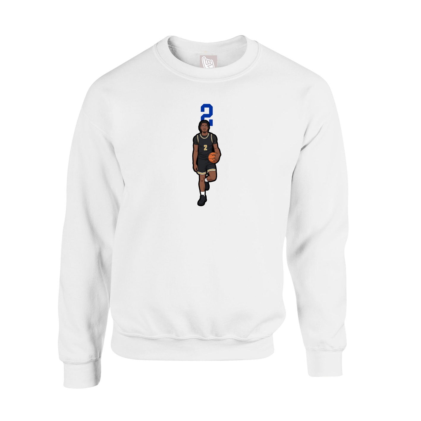 Fleece Crew — Number Top in White
