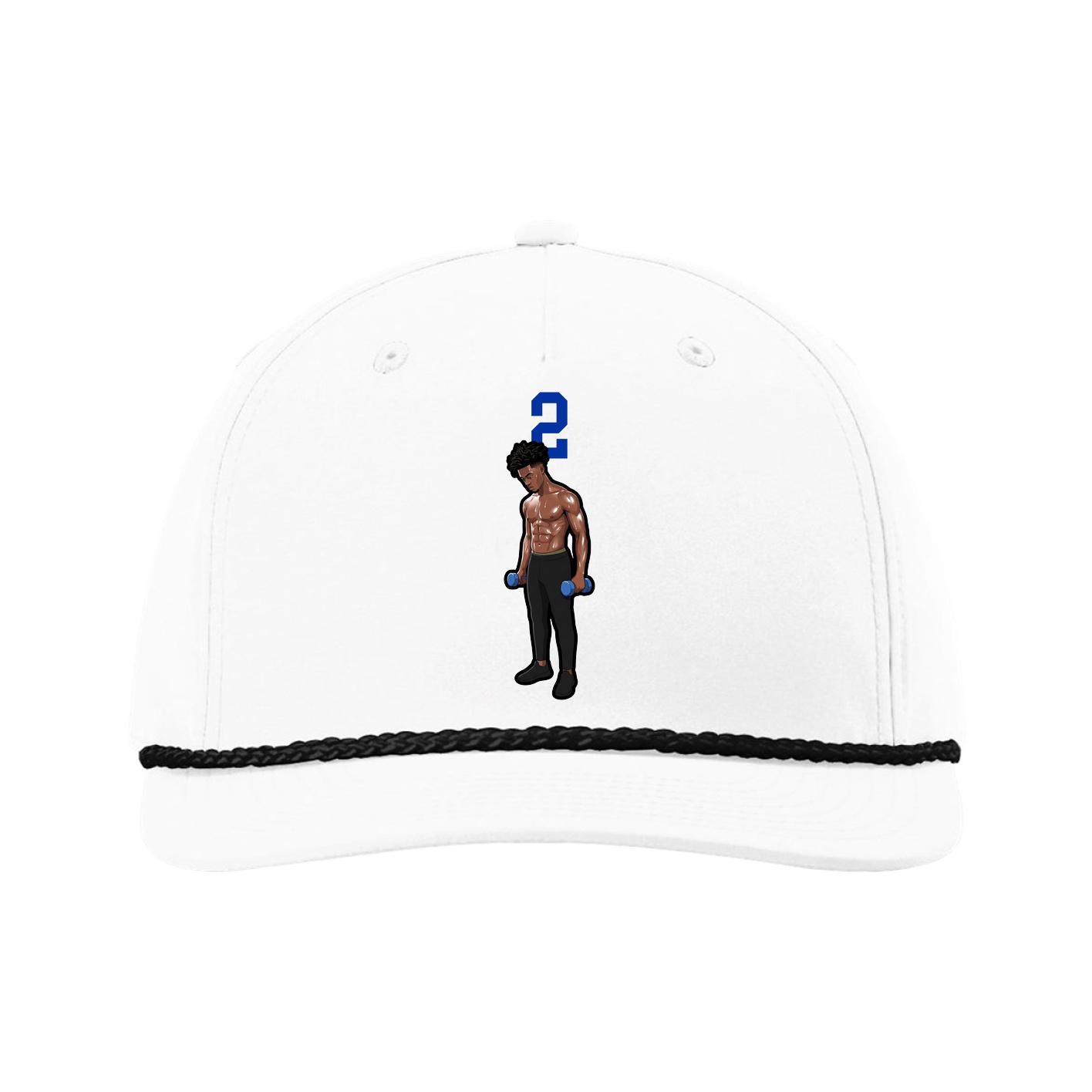 Five-Panel Classic Rope Cap — Number Top in White