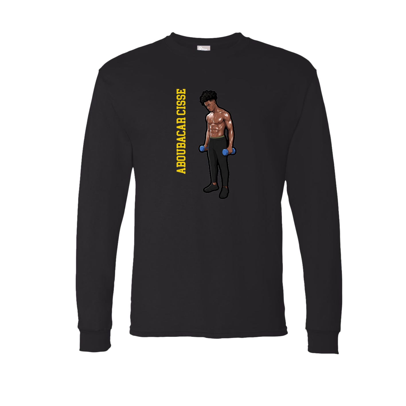 Long Sleeve Tee — Name Vertical in Black