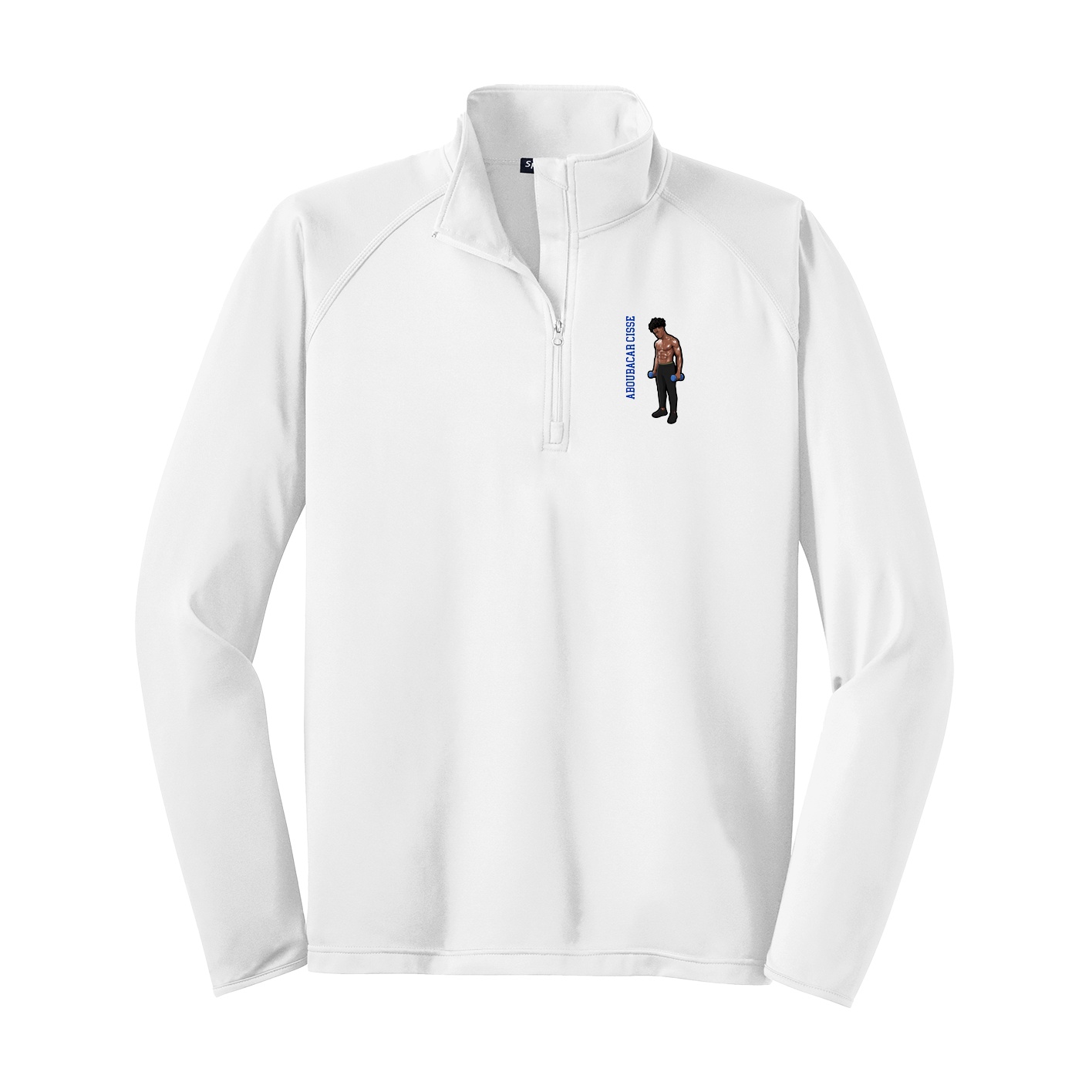 Q-Zip Pullover — Name Vertical in White