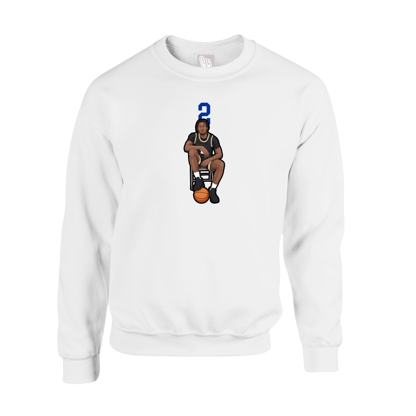 Fleece Crew — Number Top in White