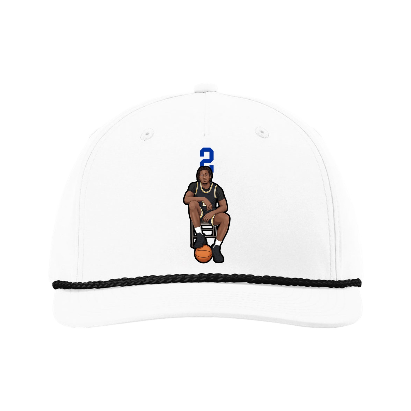 Five-Panel Classic Rope Cap — Number Top in White