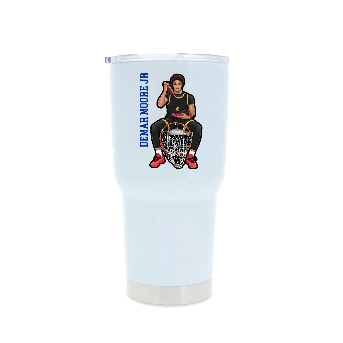 30oz Stainless Steel Tumbler — Name Vertical in White