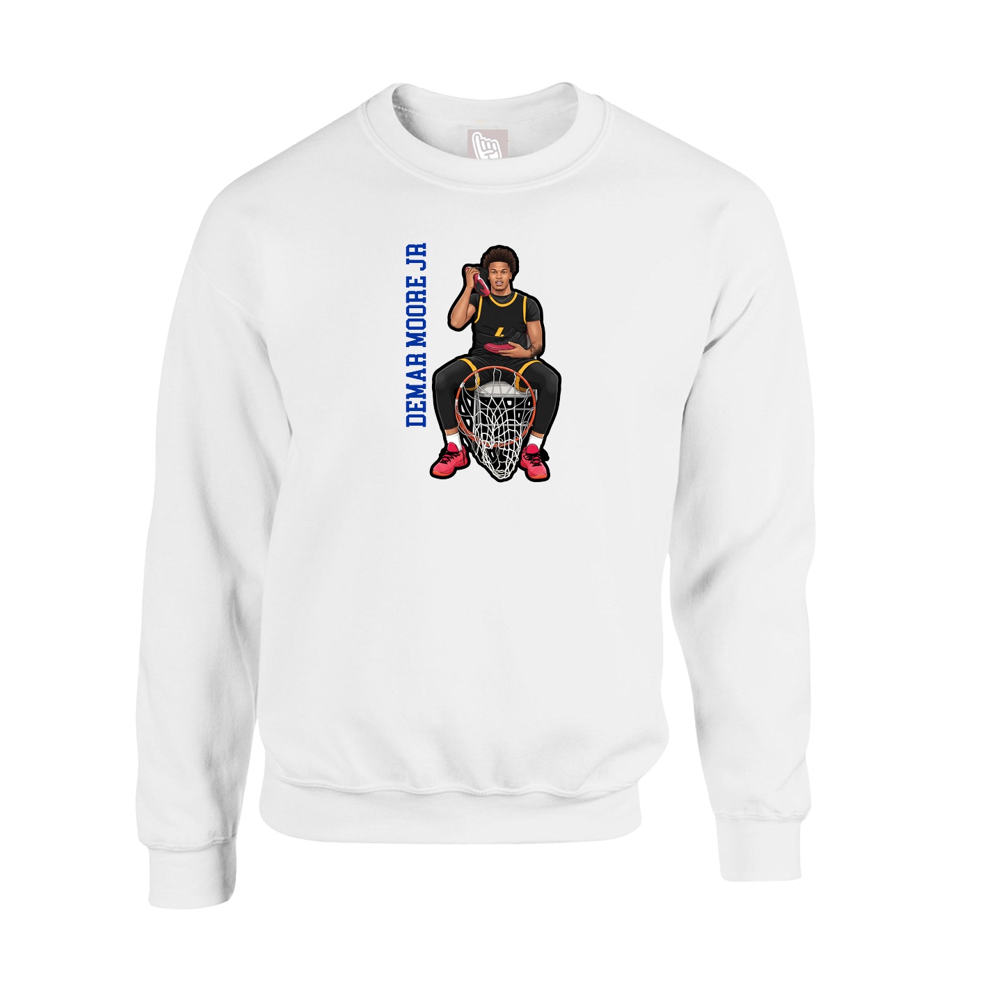 Fleece Crew — Name Vertical in White