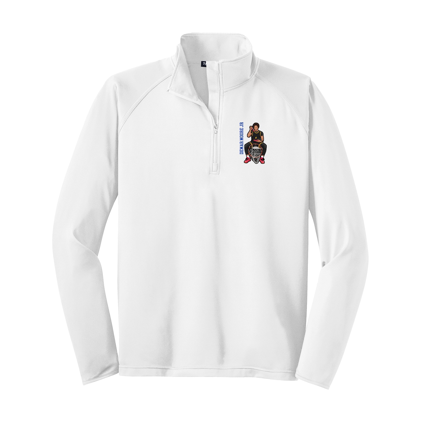 Q-Zip Pullover — Name Vertical in White