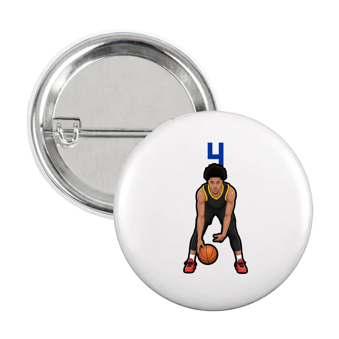 Game Day Button — Number Top in White