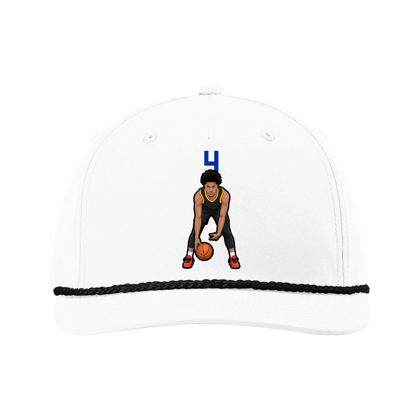 Five-Panel Classic Rope Cap — Number Top in White