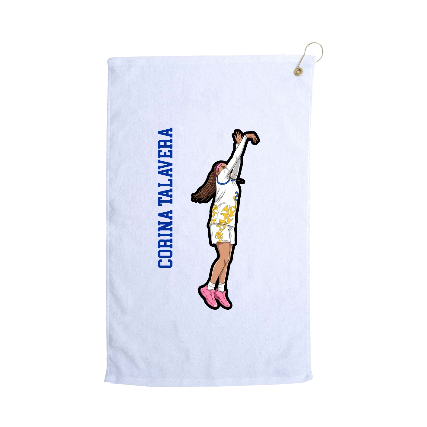 Golf Towel — Name Vertical in White