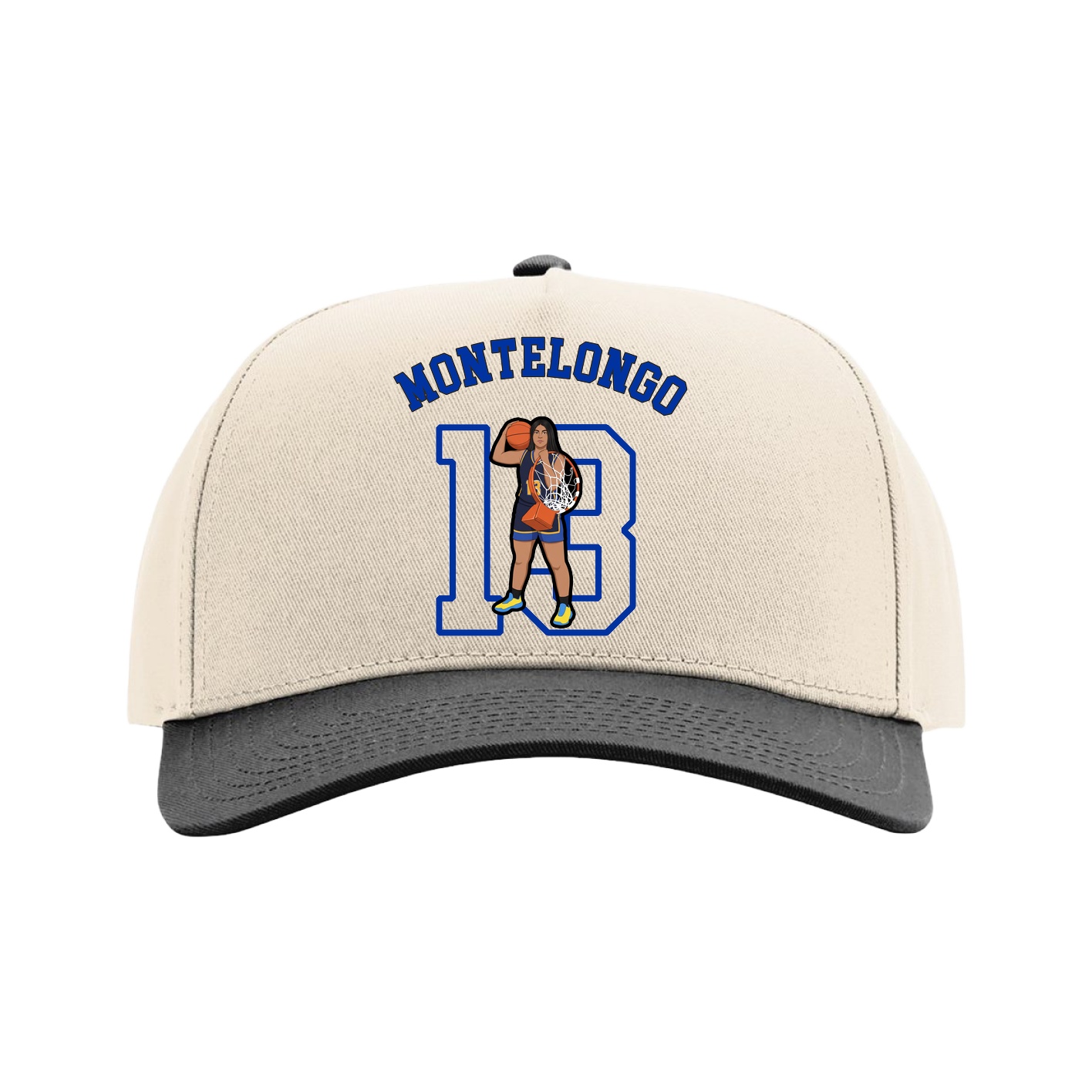 Full Fabric Five-Panel Champ Cap — Shirsey Arch in Cream/Black