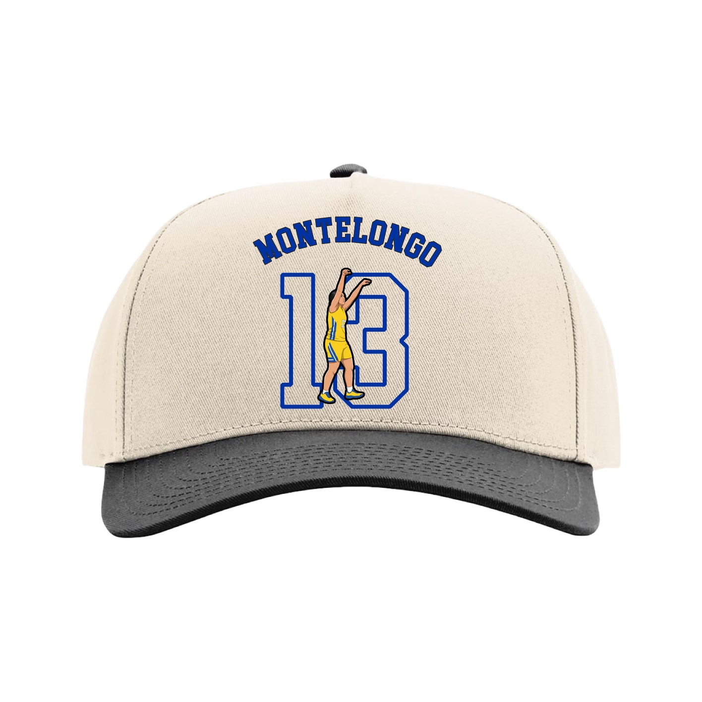 Full Fabric Five-Panel Champ Cap — Shirsey Arch in Cream/Black