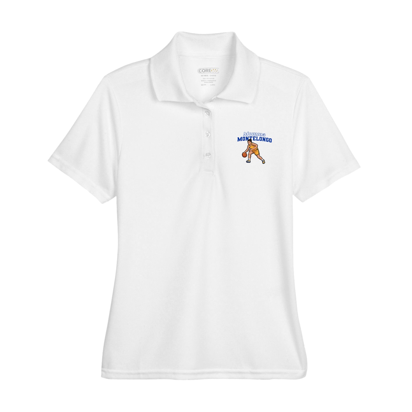 Womens Performance Polo — Mothers Day Block in White