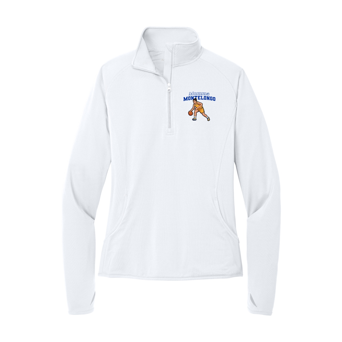 Women's Q-Zip Pullover — Mothers Day Block in White