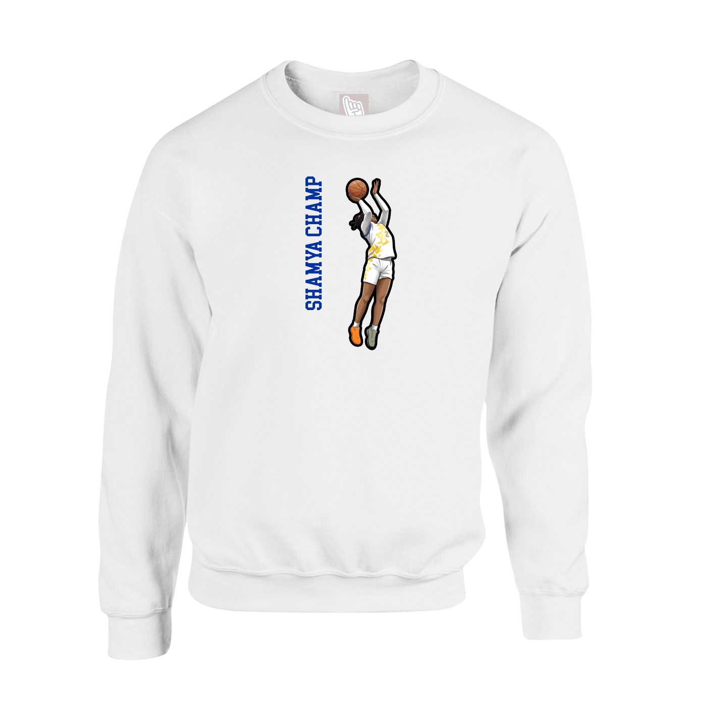 Fleece Crew — Name Vertical in White