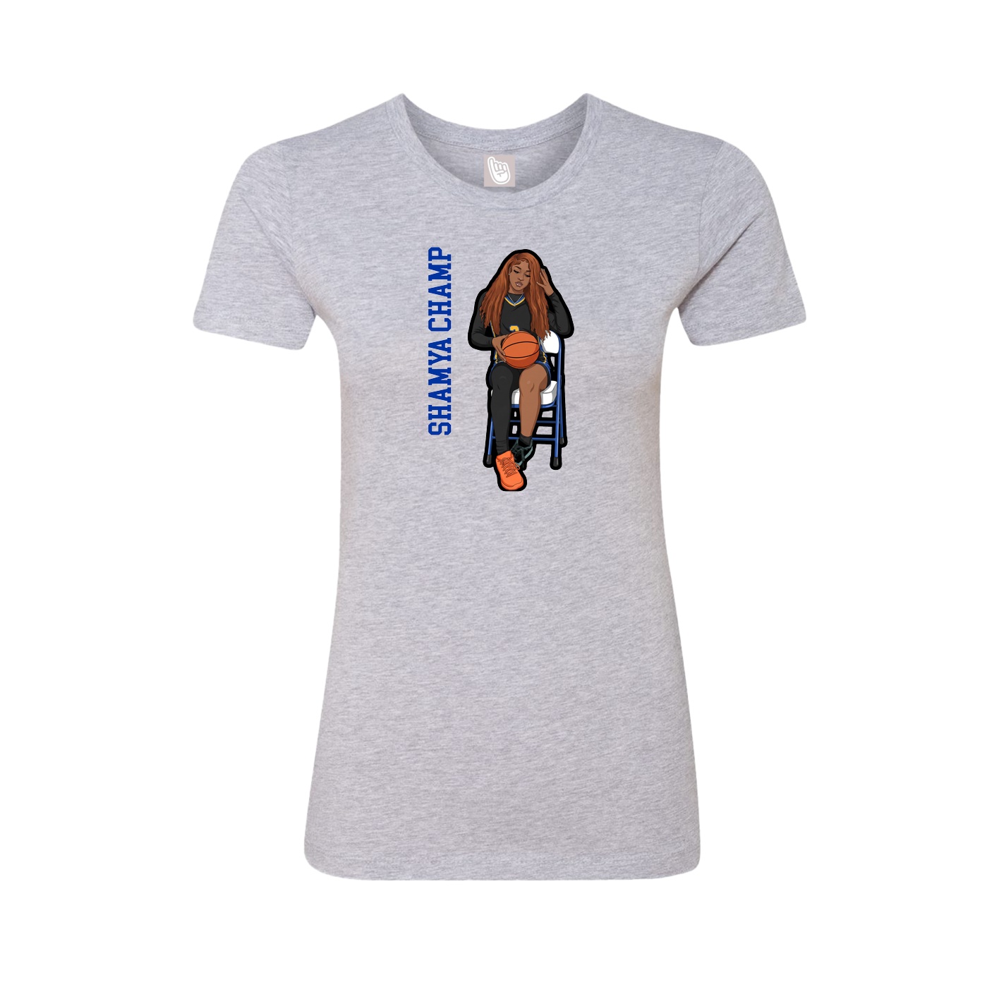 Fitted Women's Tee — Name Vertical in Grey
