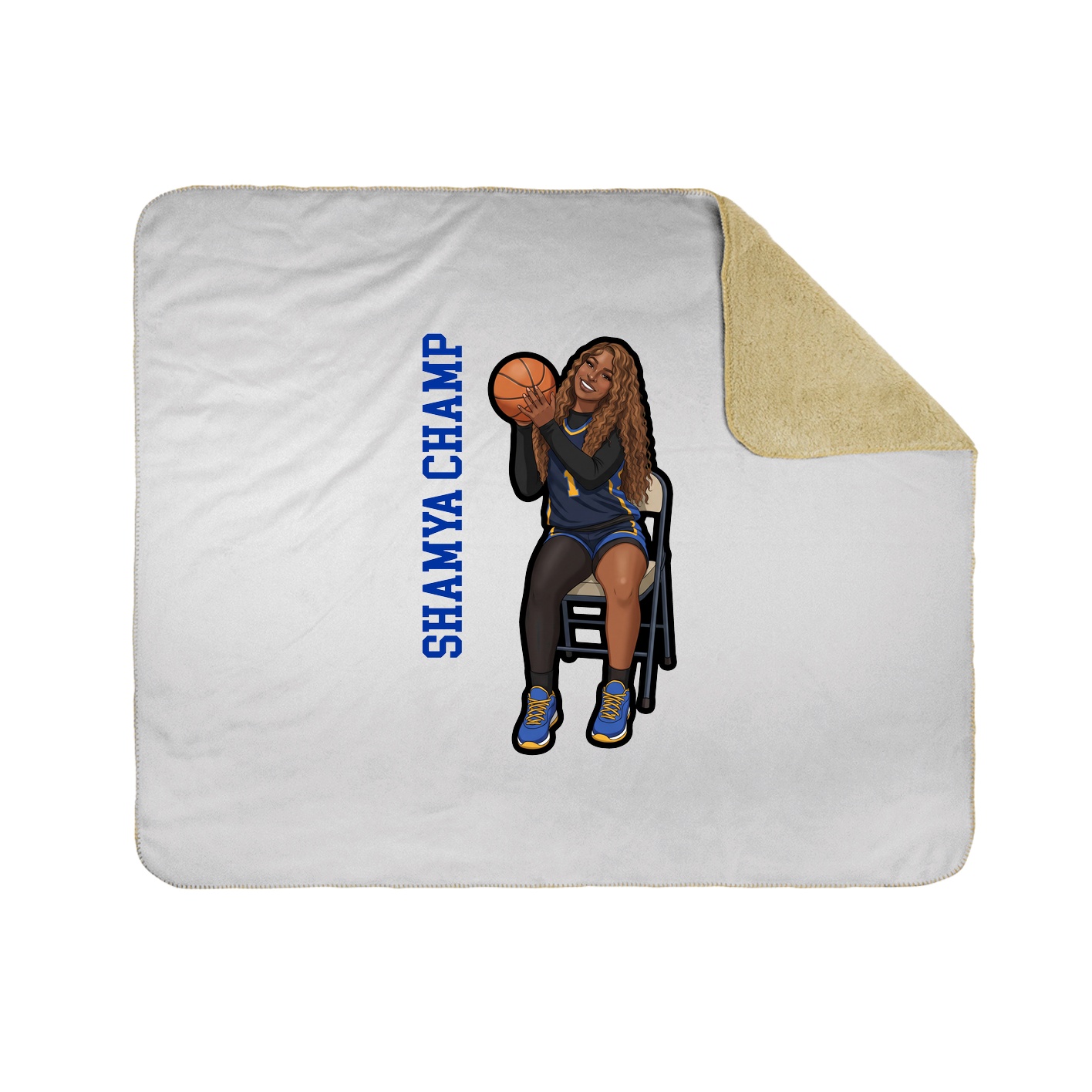 Throw Blanket — Name Vertical in White