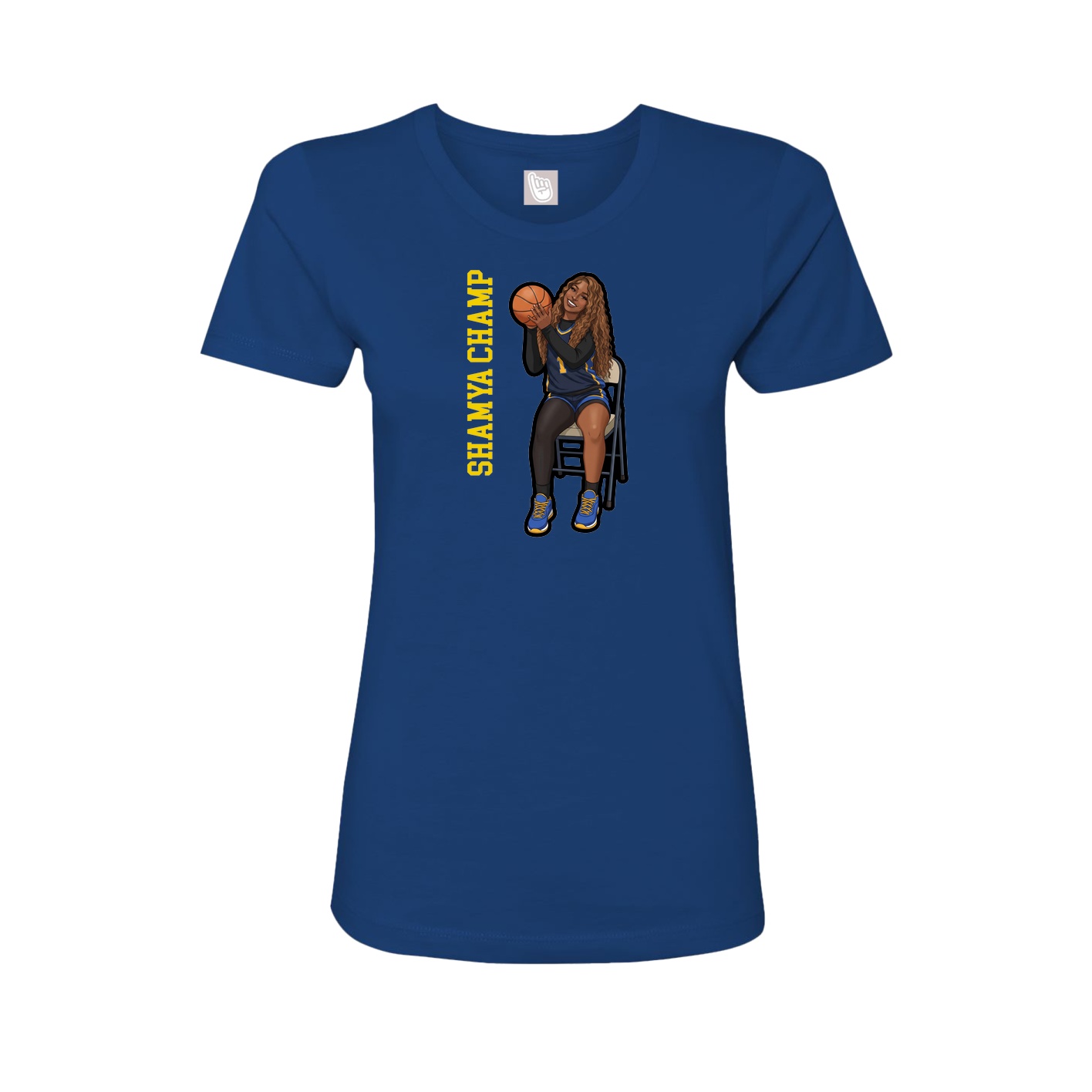 Fitted Women's Tee — Name Vertical in Royal
