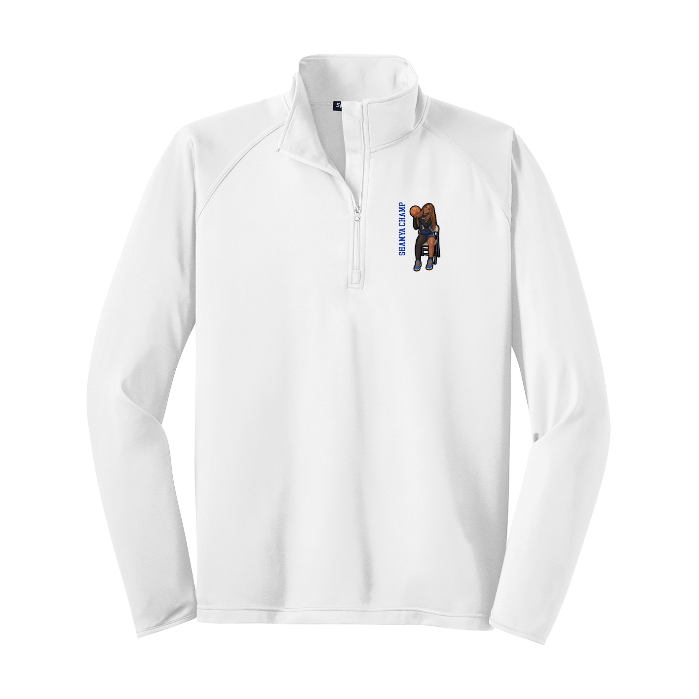 Q-Zip Pullover — Name Vertical in White