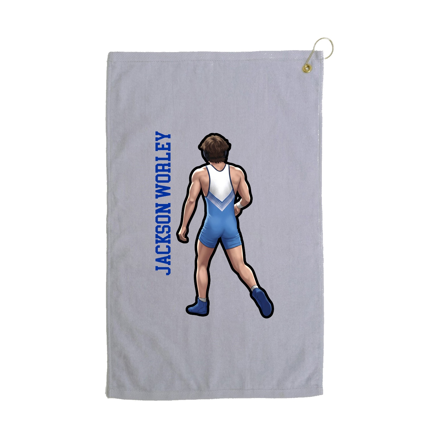 Golf Towel — Name Vertical in Grey