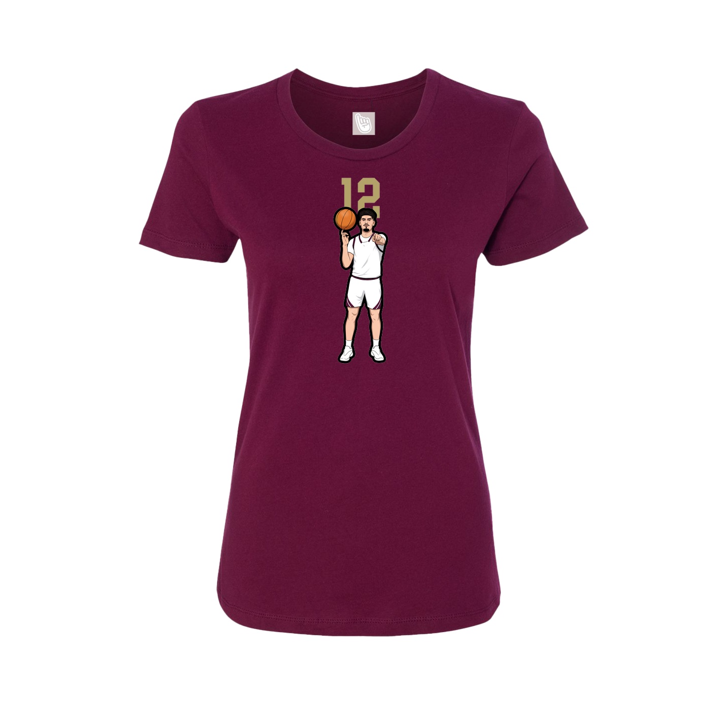 Fitted Women's Tee — Number Top in Maroon