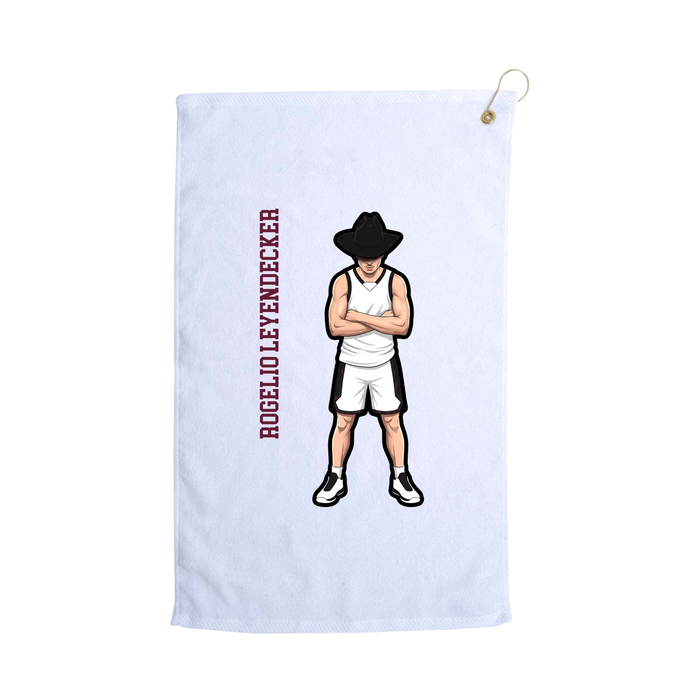 Golf Towel — Name Vertical in White