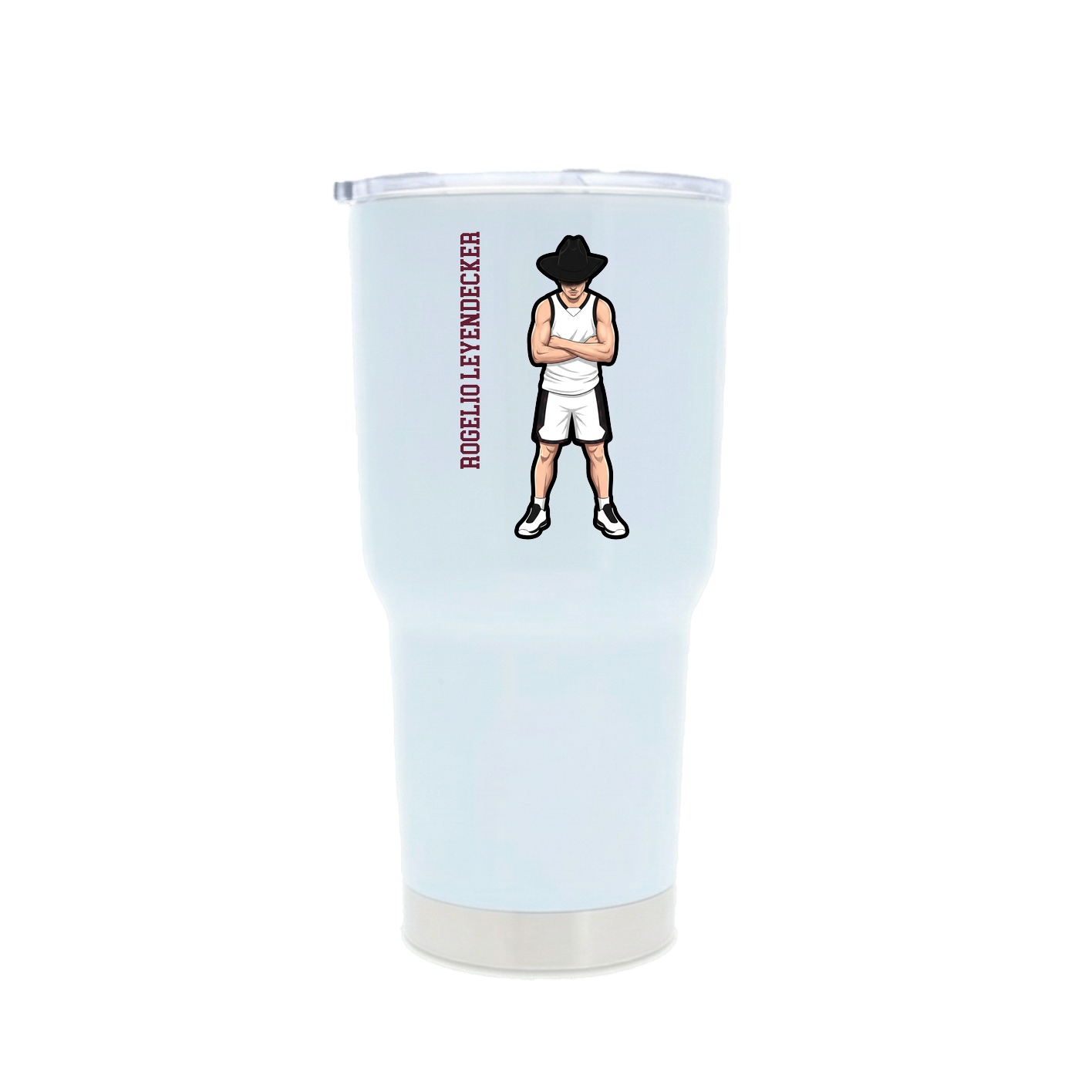 30oz Stainless Steel Tumbler — Name Vertical in White