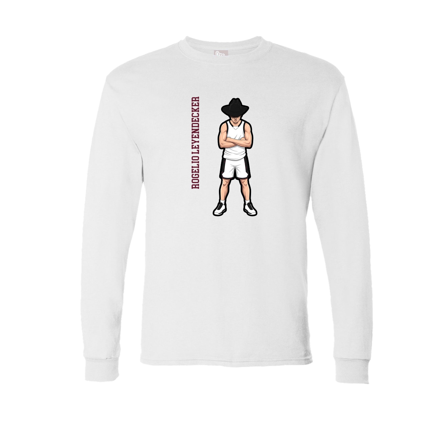 Long Sleeve Tee — Name Vertical in White