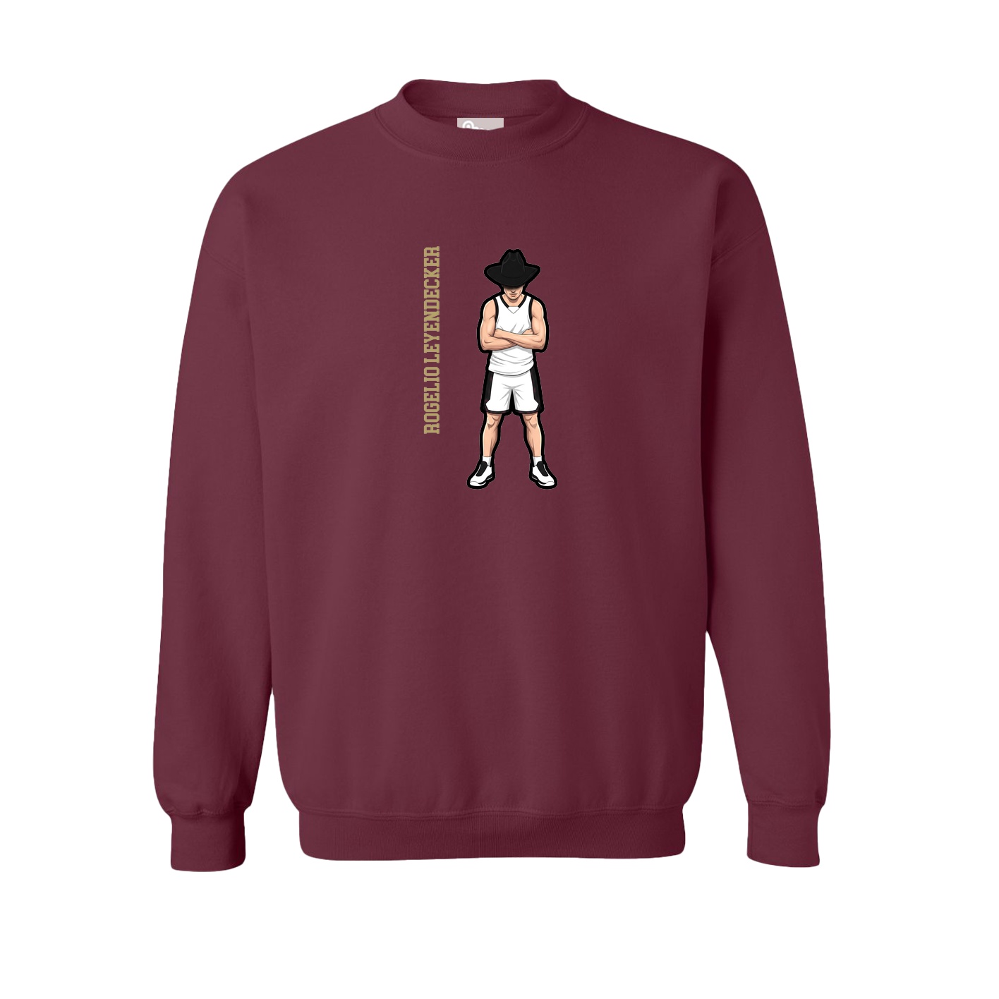 Fleece Crew — Name Vertical in Maroon