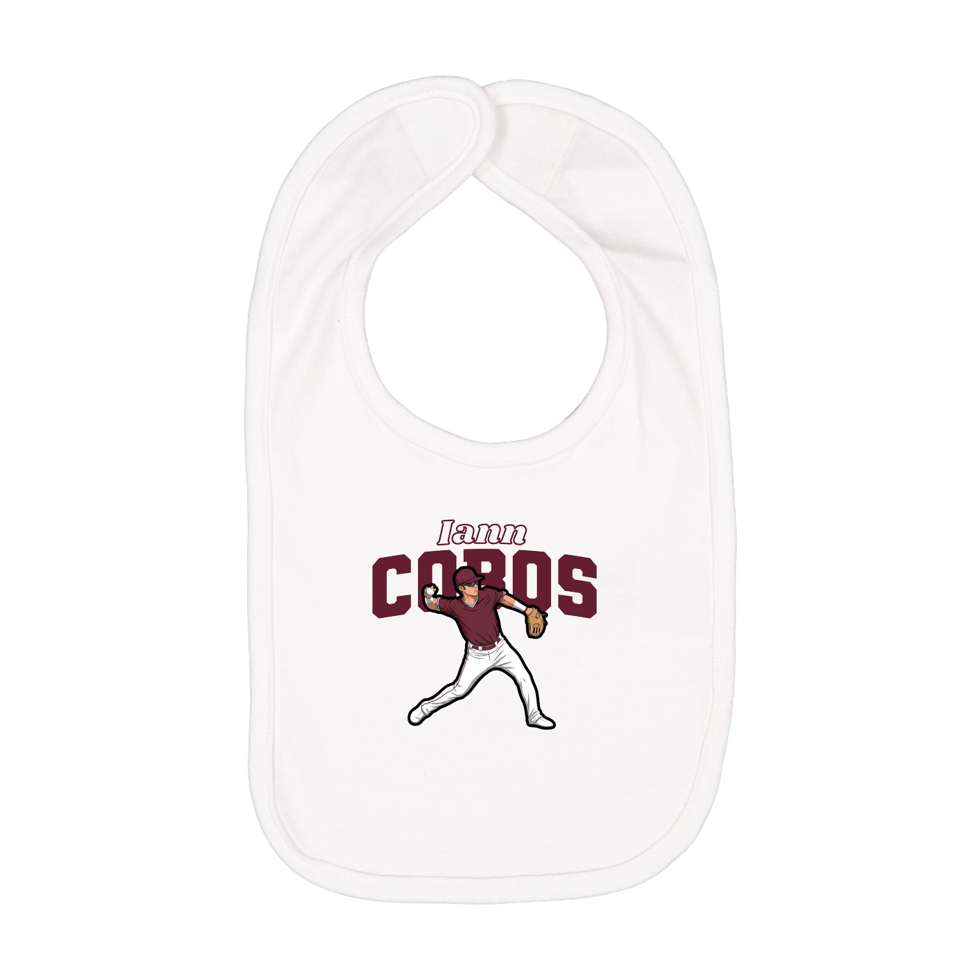 Infant Bib — Name Arch in White