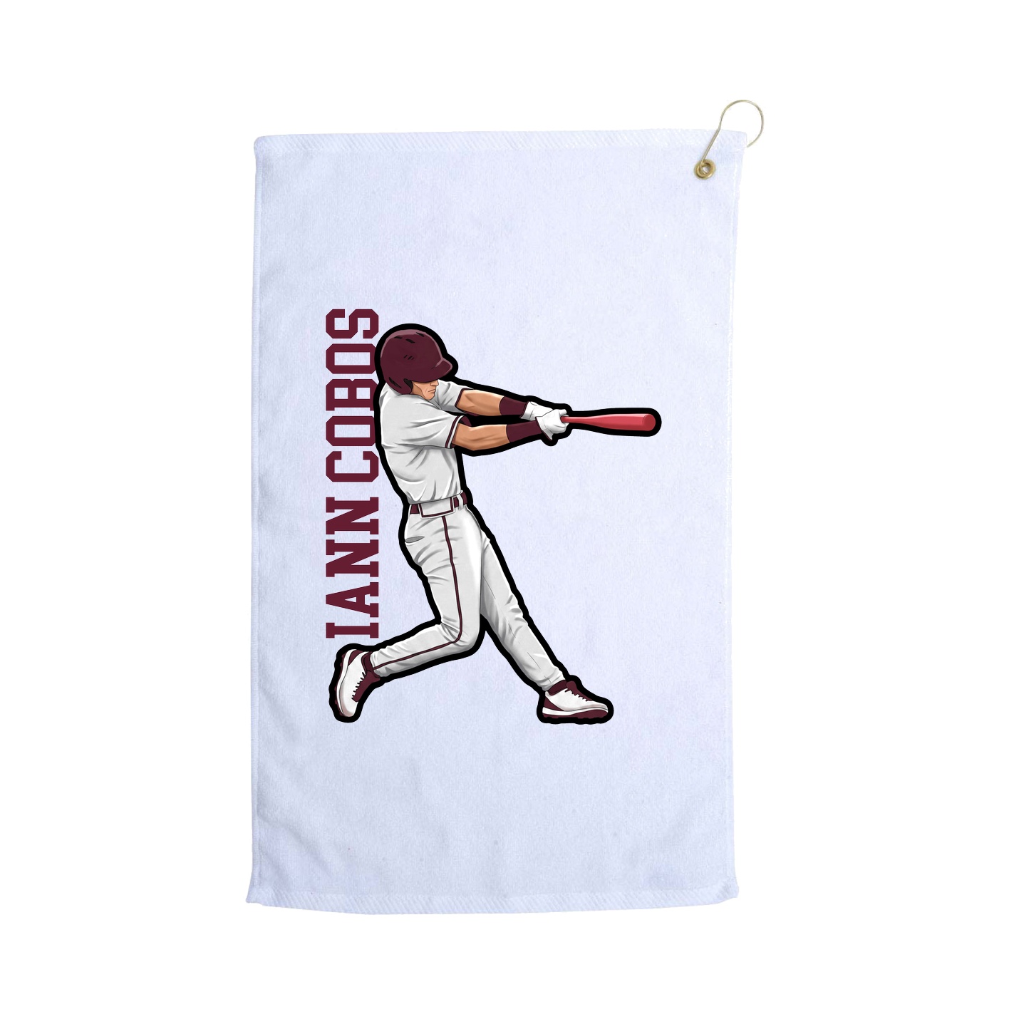 Golf Towel — Name Vertical in White