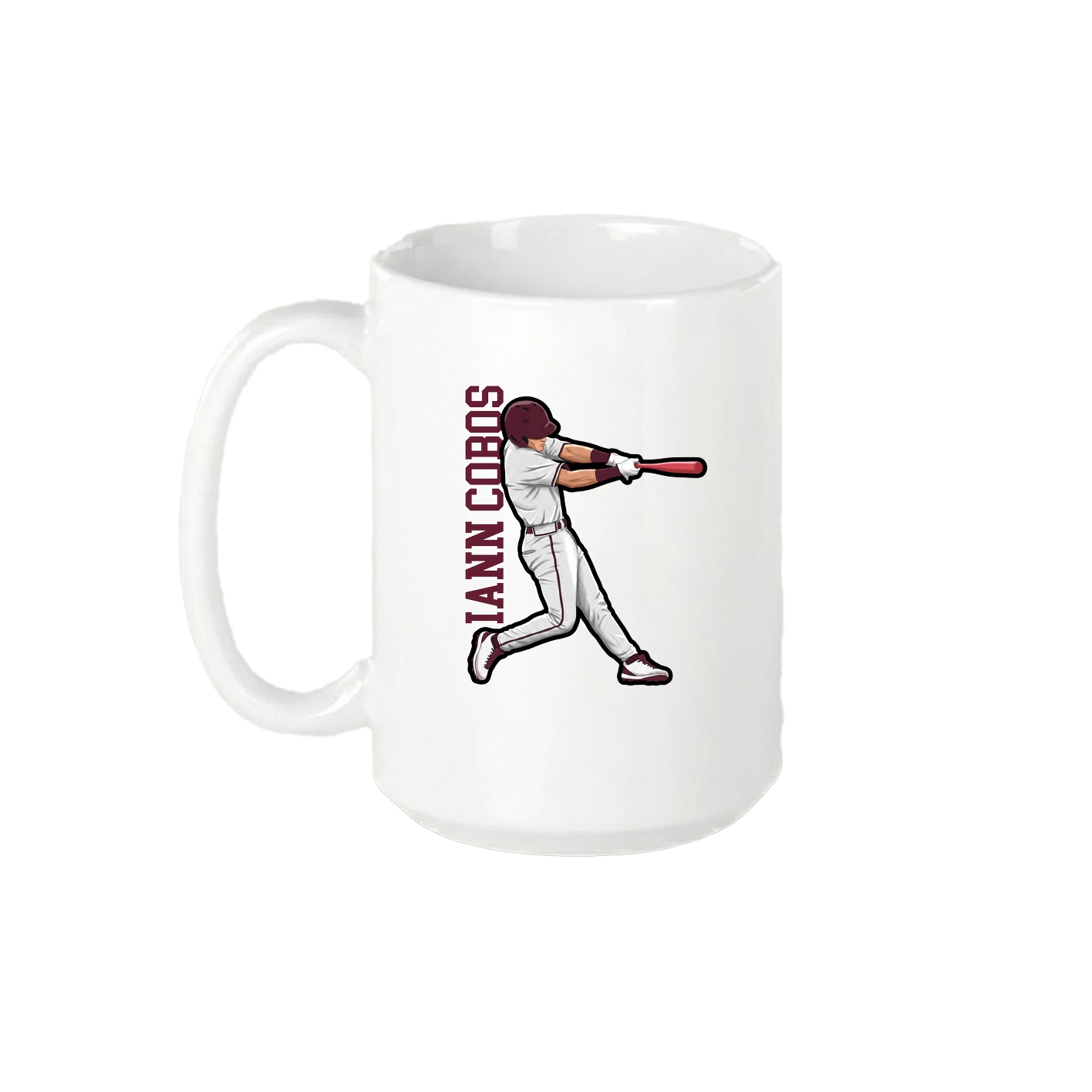 15oz Coffee Mug — Name Vertical in White