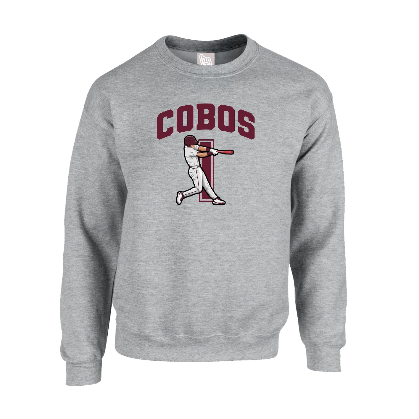 Fleece Crew — Number in Grey