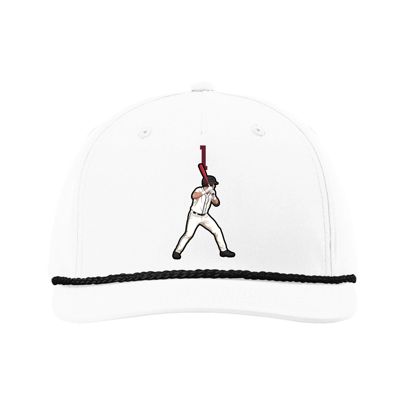 Five-Panel Classic Rope Cap — Number Top in White