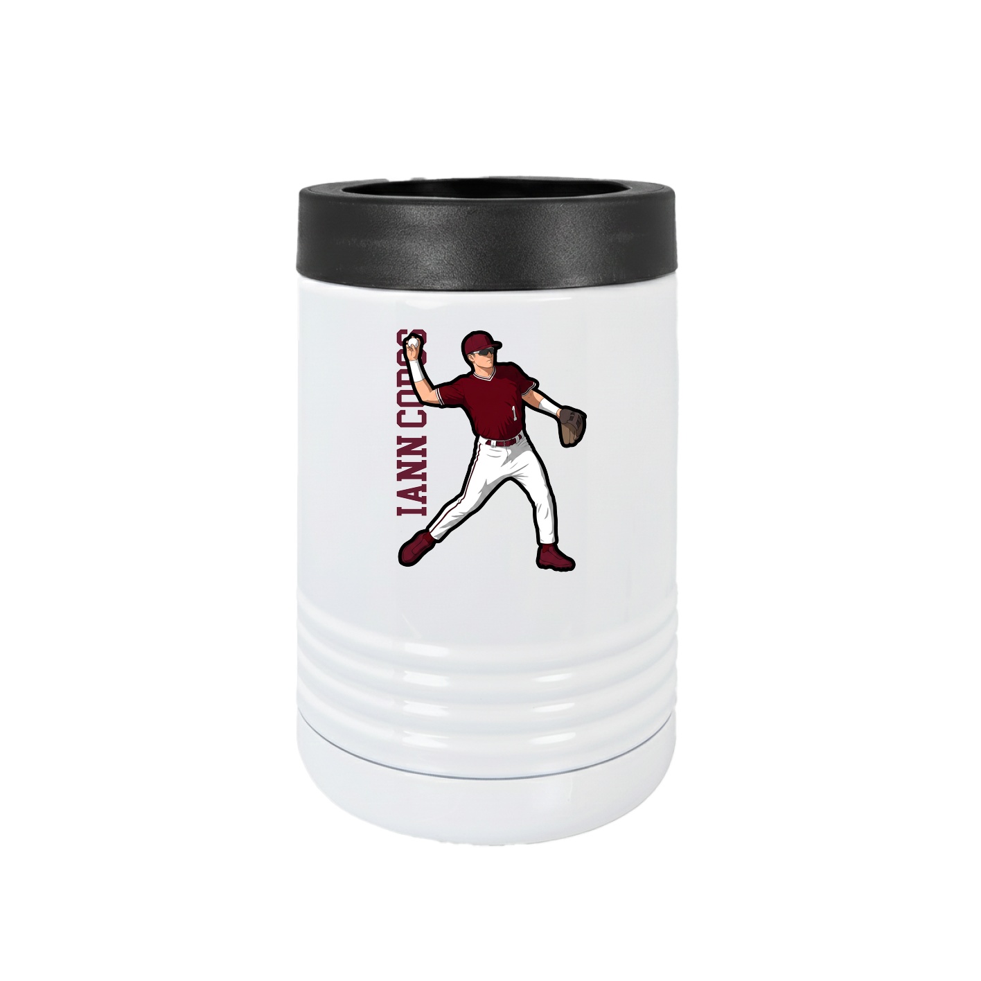 Beverage Holder — Name Vertical in White