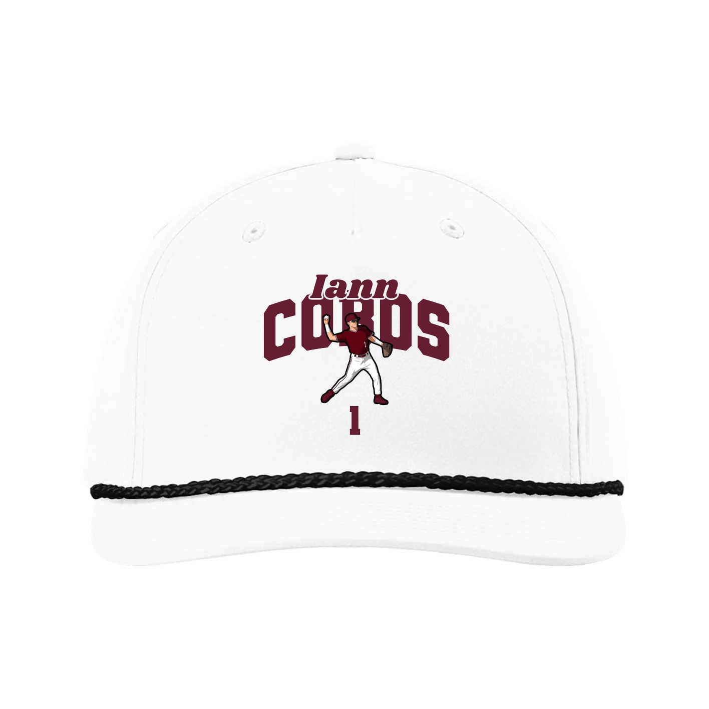Five-Panel Classic Rope Cap — Signature Arch in White