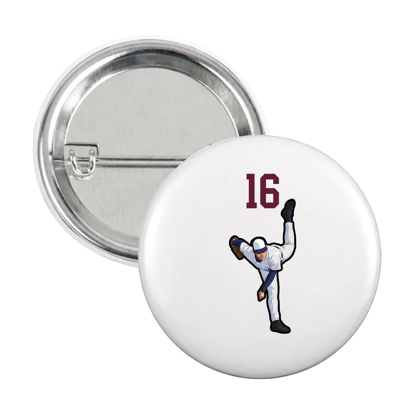 Game Day Button — Number Top in White