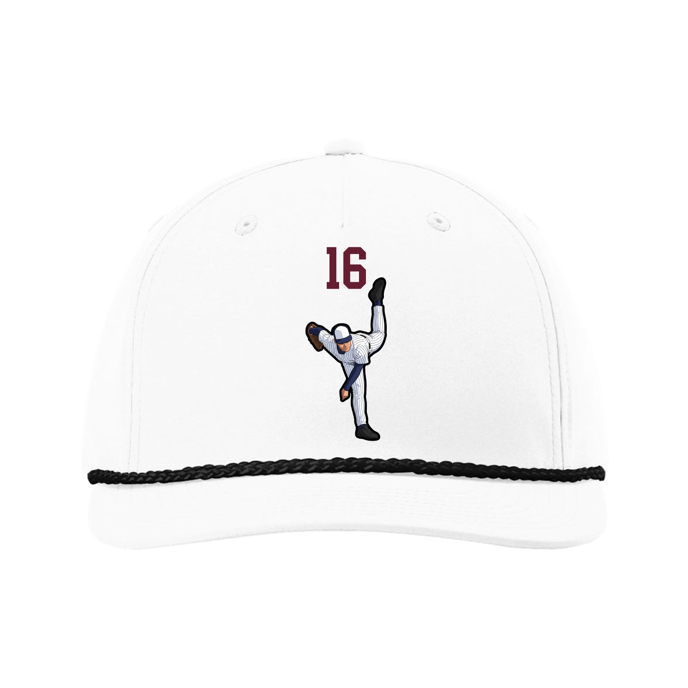 Five-Panel Classic Rope Cap — Number Top in White